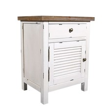 Nachtschrank Bretagne Holz Vintage Look creme weiß