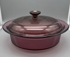 Corning Ware Pyrex Vision 2.5L Cranberry Glass Dutch Oven with Lid