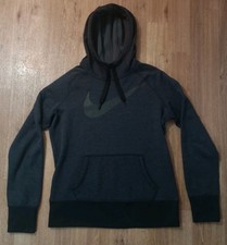 Nike Hoodie Womens Medium ThermaFit Fleece Swoosh Thumbholes Pullover Sweatshirt