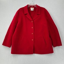 VTG Talbots Blazer Jacket Size 14W Red 100 Wool Unlined Button Up Coat