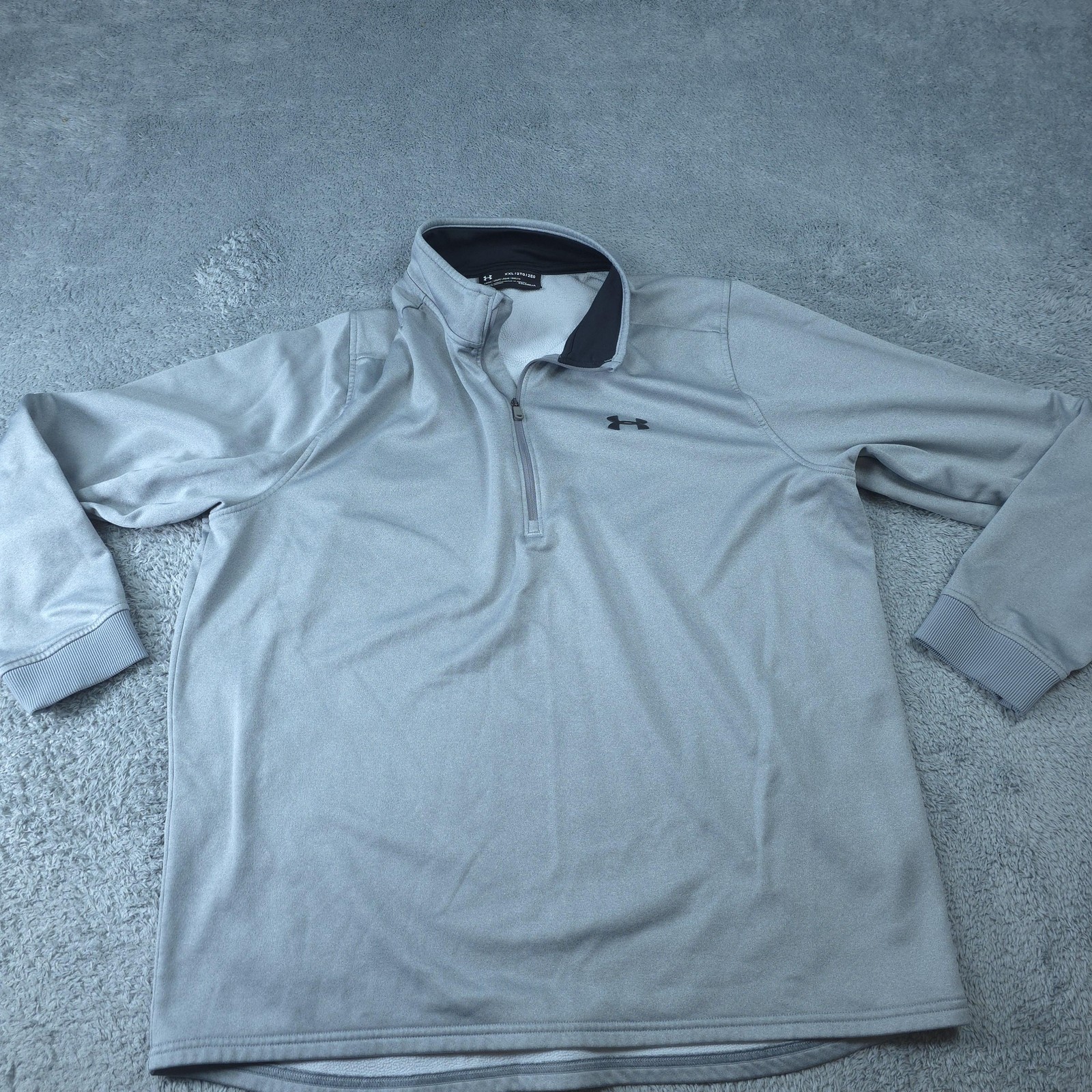 Under Armour Pullover Mens 2XL Gray ColdGear Quarter Zip Loose Fleece Lined