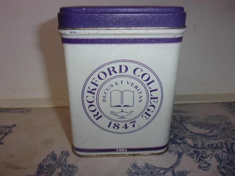 Vtg. Rockford College Souvenir Tin Bank