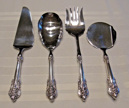 Grande Baroque Wallace 925 Silver Hostess Pieces (4) No Mono USA Not Scrap