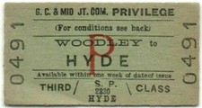 G C & Mid Joint Com Railway Ticket Woodley to Hyde