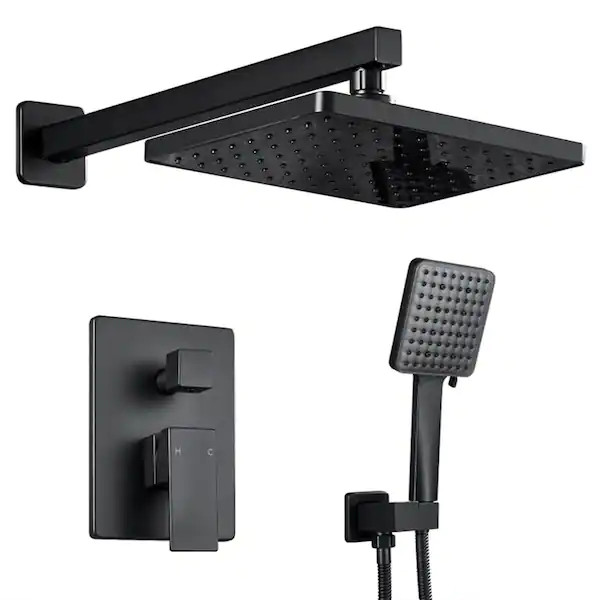 ELLO&ALLO 2-Handle 2-Spray Rain Shower Faucet Kit with Valve and Hand Sprayer