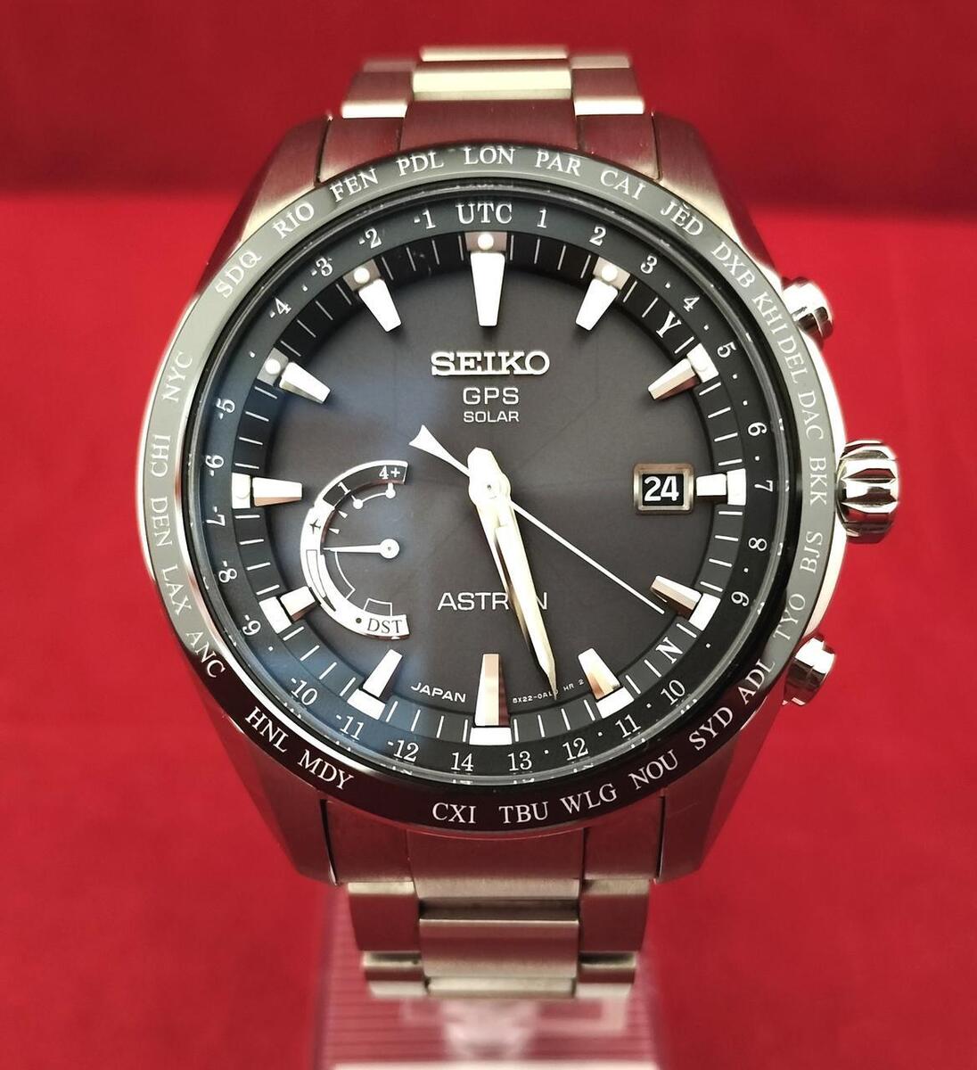 Seiko Astron SBXB089 GPS Date Titan Ceramic Black Slv Solar Seiko Astron SBXB089 GPS Date Titan Ceramic Black Slv Solar