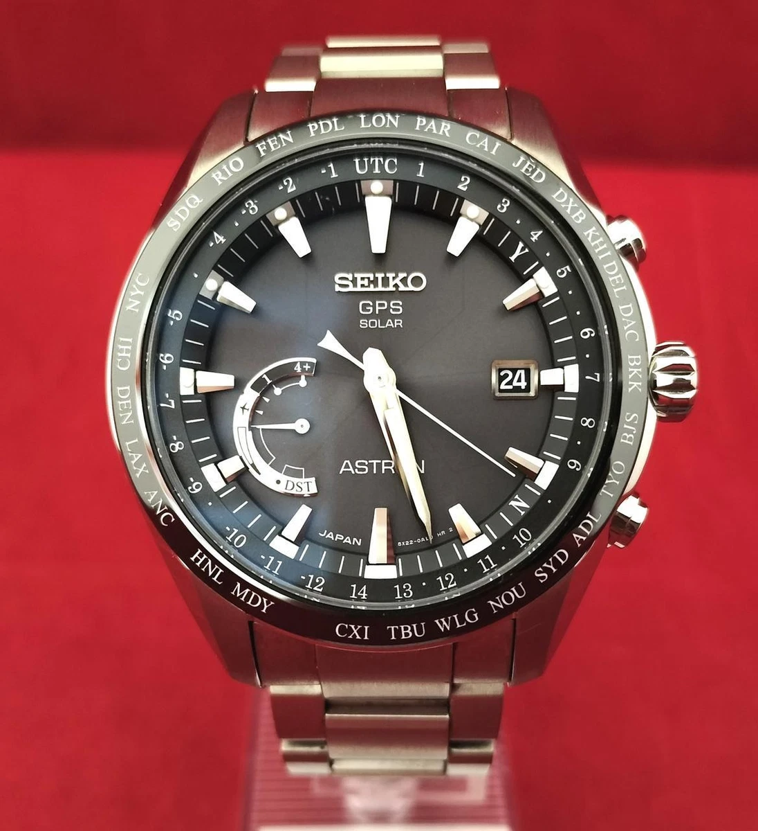 Seiko Astron SBXB089 GPS Date Titan Ceramic Black Slv Solar Mens