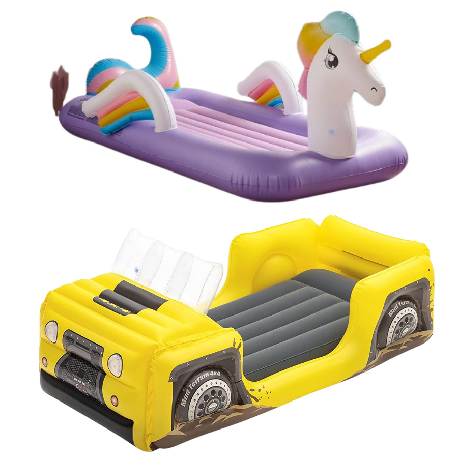 Camas De Aire Individuales Bestway Dreamchaser Flocked Niños Coche Unicornio Niños Niñas Dormir