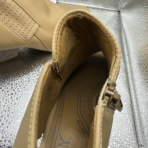 Size 7.5 Natural Soul Naturalizer Gray Peep Tie Side Zip Comfort Ankle (Z5) - Picture 9 of 9