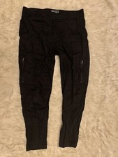 Women  s VINCE Black Fitted Linen Viscose Luxury Pants 6  128