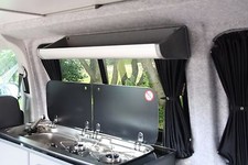 VW T5, T6 Campervan Storage Shelf, 730mm Hacienda Black Curved Top Storage