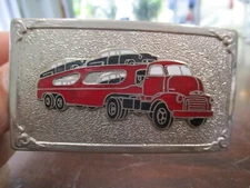 VINTAGE SEMI TRACTOR & TRAILER 1950'S CAR HAULER HOOK FAST BELT BUCKLE