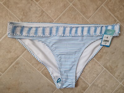 Matalan Blue & White Stripe Bikini Bottoms Size 16 Bnwt