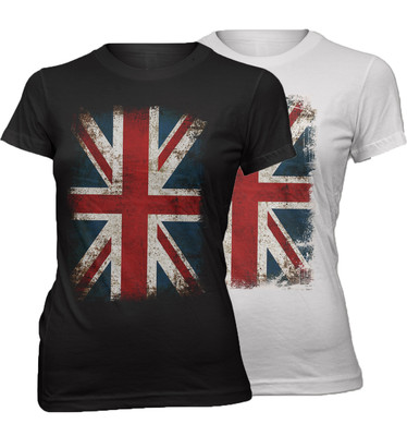  Women's Slim Union Jack Flag T-Shirt Vintage Skirt Grunge UK England New UJG515 
