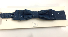 BABY GAP Girls, Toddler Bow Headband Hair Band Blue Levi w/white dots