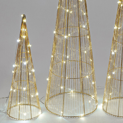 Pyramiden Set 3 tlg. gold LED-Licht Deko Beleuchtung 516275 formano Weihnachten - Bild 3 von 3