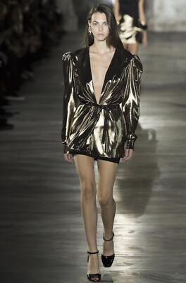 saint laurent gold dress Saint Laurent What To Gleam Mini Dress main image 1