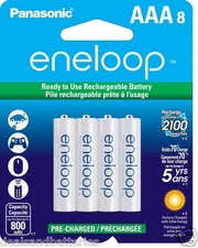 Panasonic Eneloop 8 Pack AAA 800mAh BK-4MCCA8BA Ni-MH Rechargeable Batteries