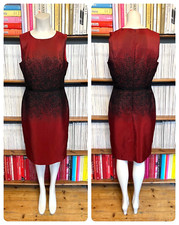 Halston Heritage Ladies 10 12 Dress Pencil Fitted Formal Cocktail Red Black