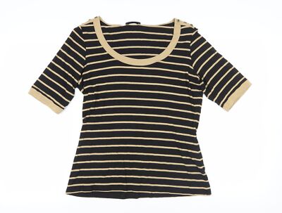 Marks and Spencer schwarz beige gestreiftes Top, Größe 10