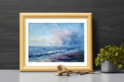Stormy Sea Horizon 5"x7" Print on Matte Paper | Atmospheric Ocean Painting - Picture 10 of 17