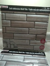 10 PCS 3D Peel Stick Antique White Brown Wood Grain Wall Tile Lightweight 12 in