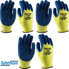 3Pair Safetyware Anti Cut Resistant Proof Palm Coated Safety Gloves Level 5 Bulk
