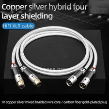Pair Pure Silver Mixed XLR Hifi Audio Interconnect Cable Carbon Fiber XLR Plug