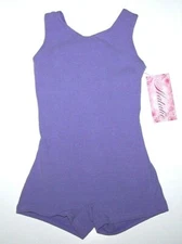 Natalie Theatrical Biketard Unitard Leotard Bike Shorts Bodysuit Purple New Girl