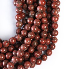 Natural Dark Red Jasper Gemstone Round Smooth Beads String 15.5 Inches Long