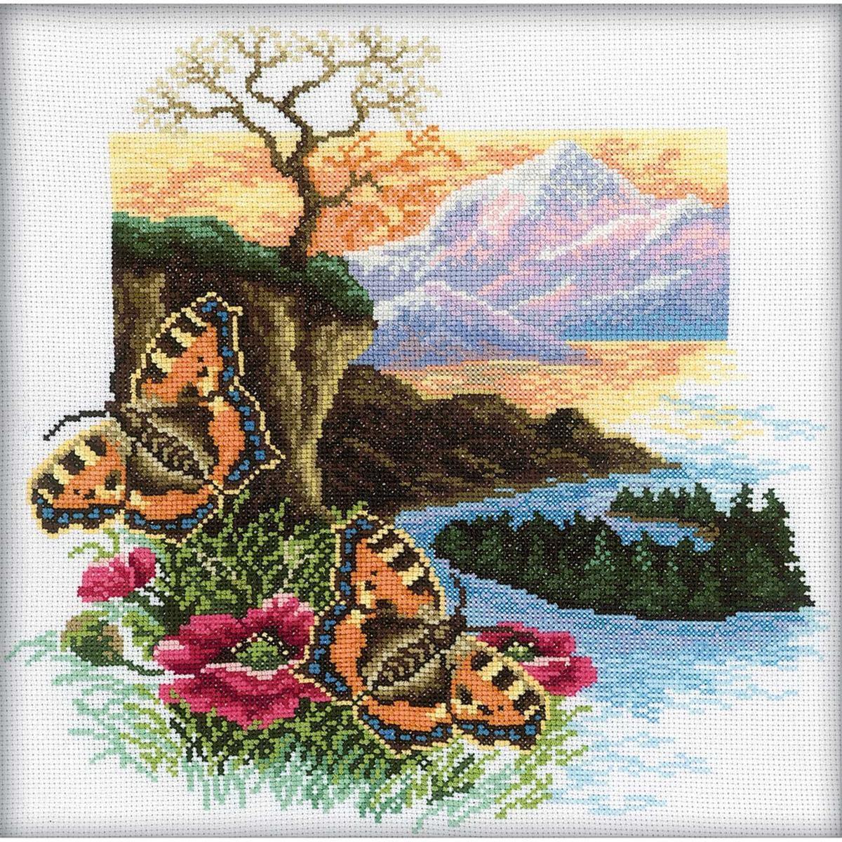 RTO counted Cross Stitch Kit ""Butterfly"" M126, 30x30 cm, DIY