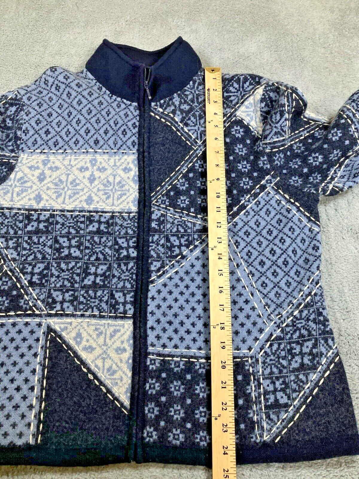 TALBOTS Womens Merino Wool Patchwork Whipstitch F… - image 9