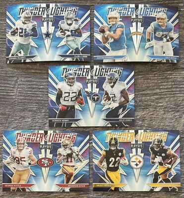 2021 Panini Playoff Thunder and Lightning (5) Insert Lot Cowboys Chargers Titans