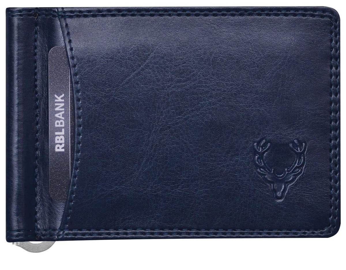 Allen Solly Men's Money Clip Leather BiFold Slim Wallet with Card