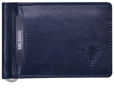 Allen Solly Men's Money Clip Leather BiFold Slim Wallet with Card