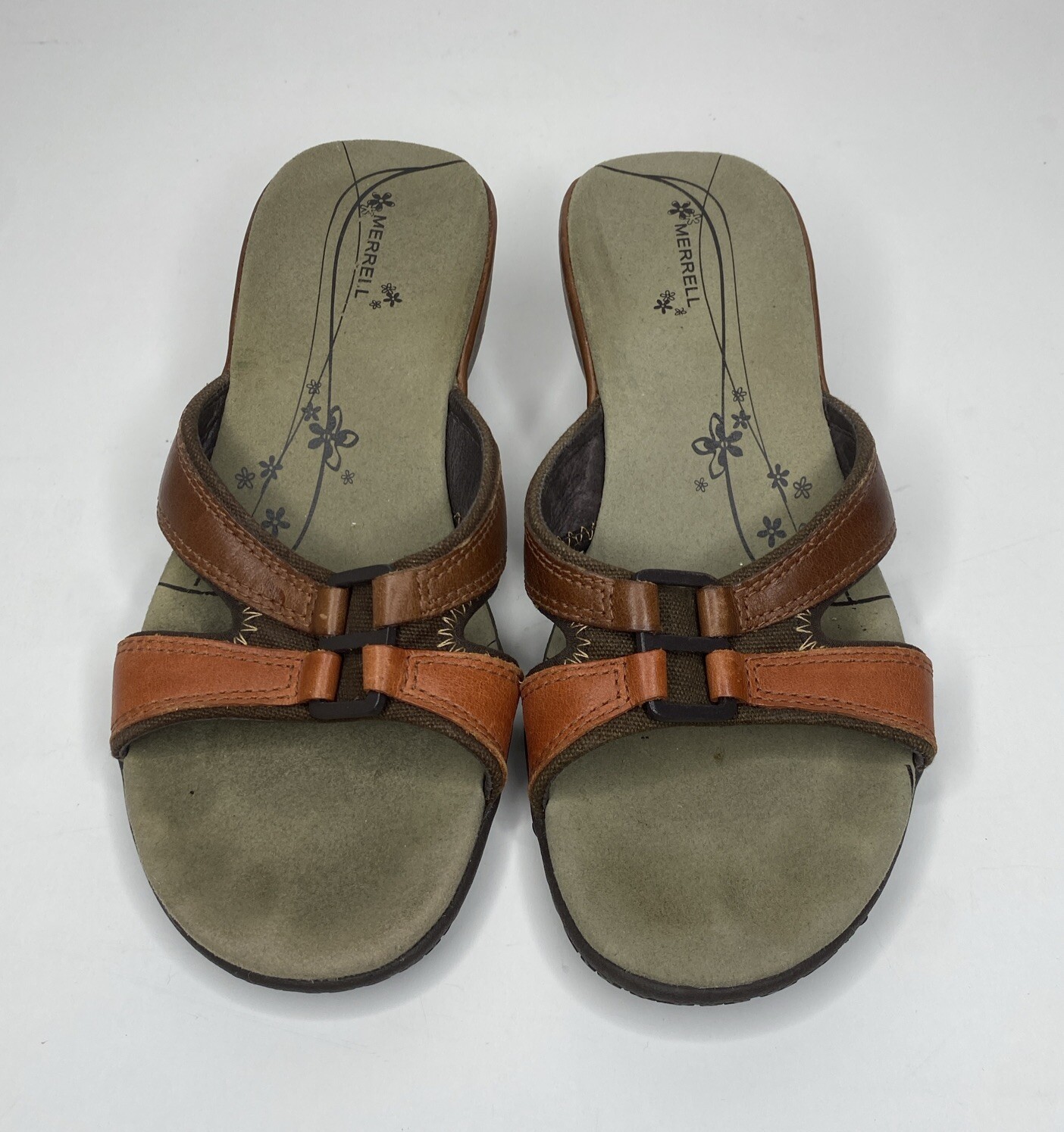 Sandali Merrell Dewberry da donna taglia 7 pelle suola superiore Vibram cuscino d'aria