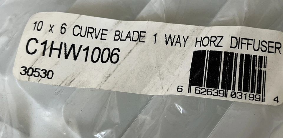 10” X 6” Curved Blade 1 Way Horizontal Diffuser white #C1HW1006 - Image 2 of 4