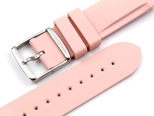 Pink Waterproof TPU Silicone Curved Watch Band 20Mm New - Picture 4 of 4