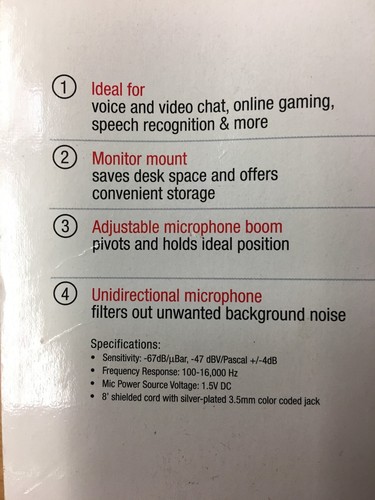 Labtec Desk Mic 524 - Voice/Video Chat, Gaming, Speech Recognition - NEW - Picture 4 of 5