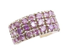 925 Sterling Silver Vintage Ring Solid Round Cut Amethyst Bands Sz 7 RG31093