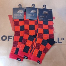  3  pairs Vans Crew Socks Women's 6.5 -10 Black/Red Checkerboard VN0AR2QYHU