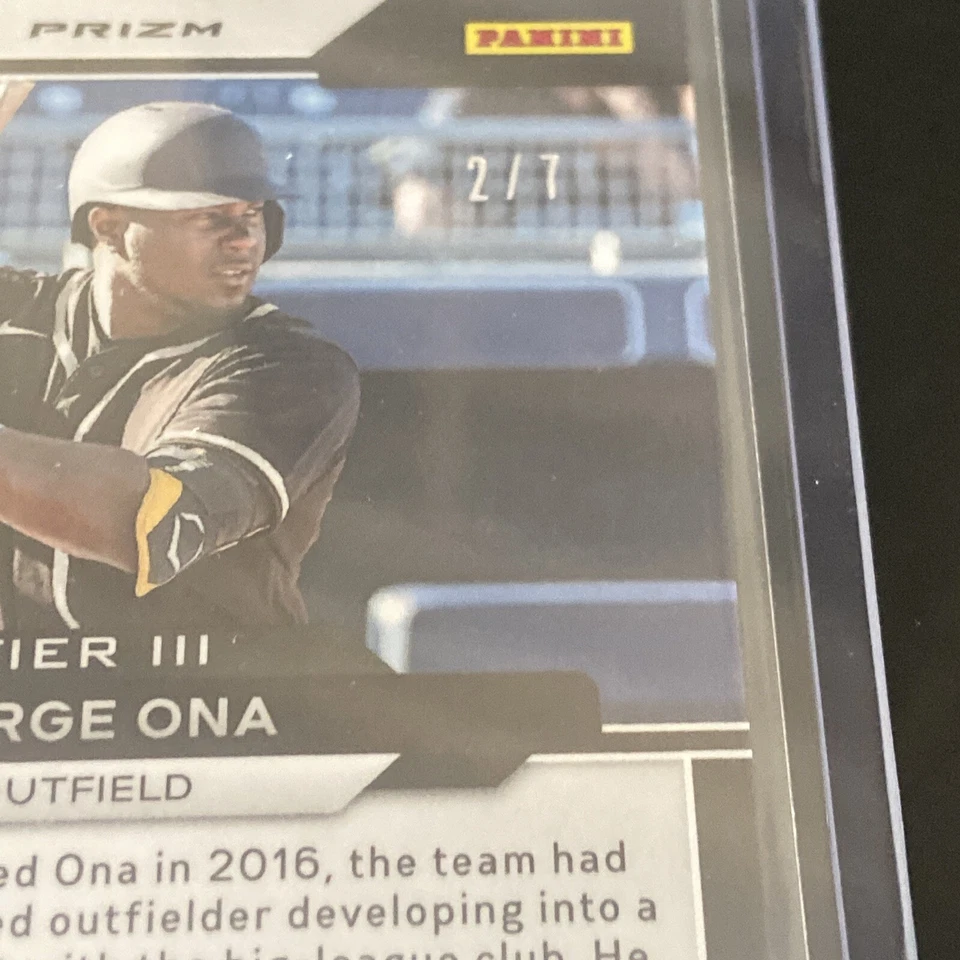 2021 Panini Prizm Prizm Silver Shimmer #209 Jorge Ona RC Rookie #’ed 2/7 Padres - Image 3 of 3