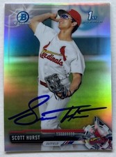 SCOTT HURST RC SIGNED IP 2017 1ST BOWMAN DRAFT CHROME REFRACTOR BDC-126 AUTO