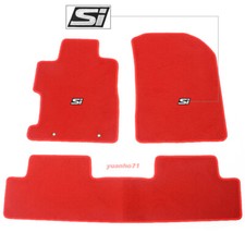 Fits 06-11 Honda Civic Red Nylon Floor Mats Front Rear Carpet 3pcs W White Si Fits 06-11 Honda Civic Red Nylon Floor Mats Front Rear Carpet 3pcs W White Si