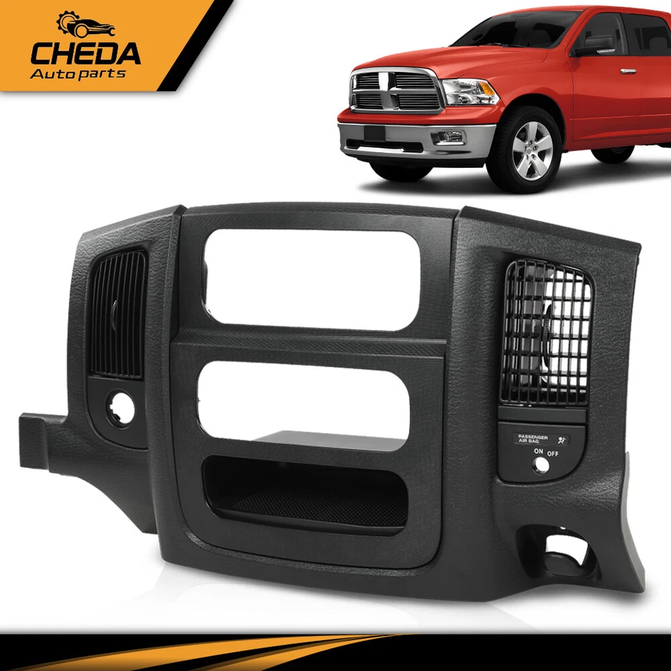 Fit For 2002-2005 Dodge Ram Center Dash Radio Trim Air Vent Bezel Panel Black - Image 2 of 4