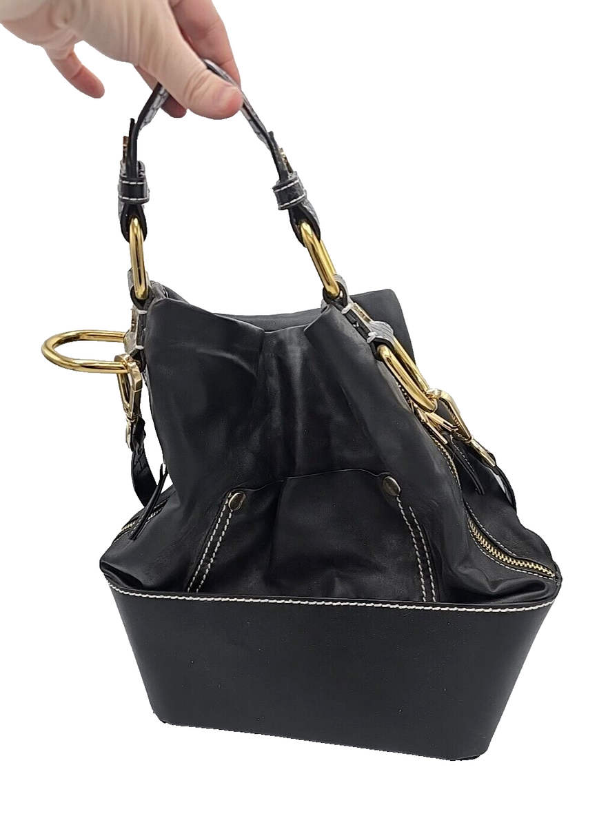 Zara Trafaluc Black Leather Shoulder Tote Satchel Hand Bag Purse