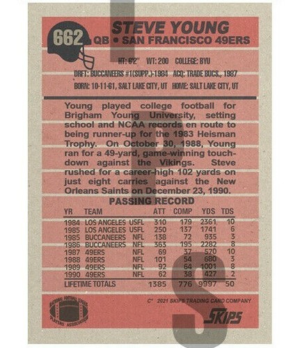 1991 STCC #662 Steve Young San Francisco 49ers Topps HOF Custom card - Picture 2 of 2