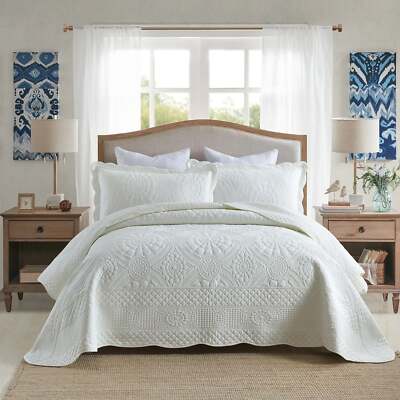 3PCS Cotton Oversized Bedspread Set Coverlet Set Lightweight Quilt Set