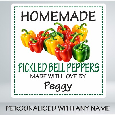 39 personalisierte hausgemachte eingelegte Paprika Glas Etiketten, Aufkleber, Einlegemarmelade