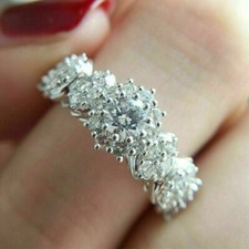 3 Ct Round Cut Simulated Diamond Halo Engagement Ring 14K White Gold Plated
